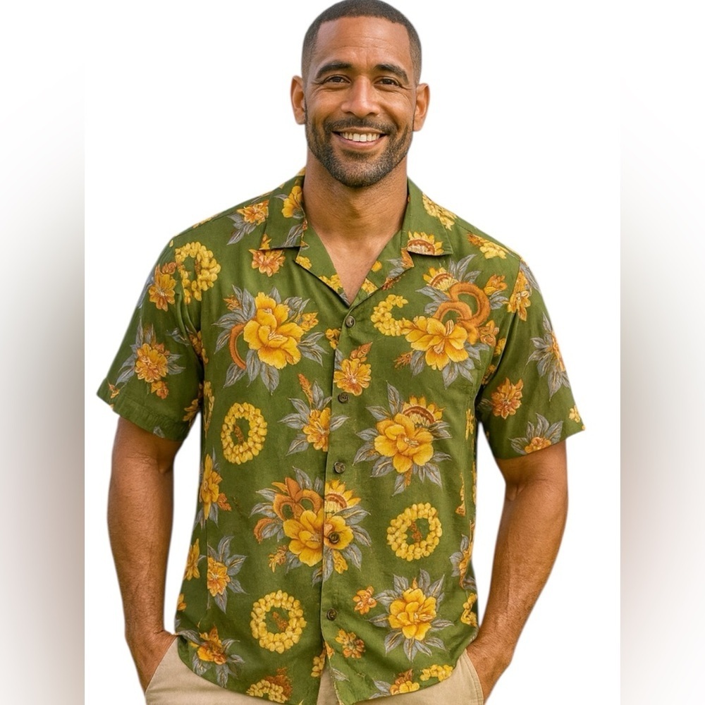 Pineapple Juice Hawaiian Classic Vintage Reproduction Shirt, Tropical, Men’s M